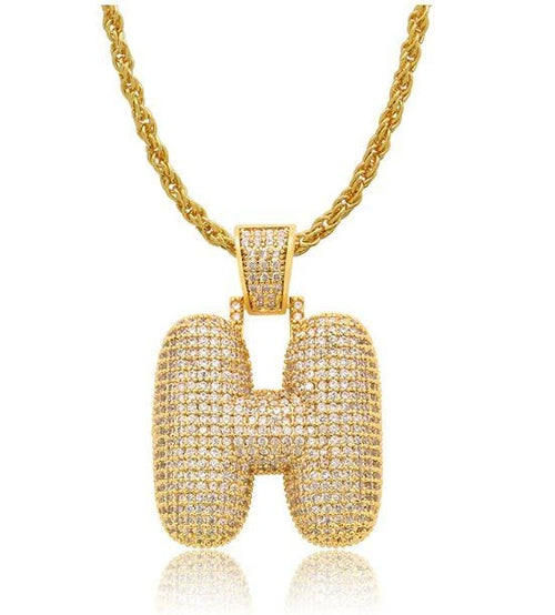 PIPE Gold HH Bubble Letter Necklace