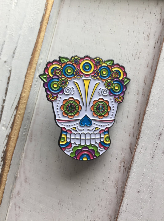 Lady Sugar Skull Soft Enamel Pin 1.50"