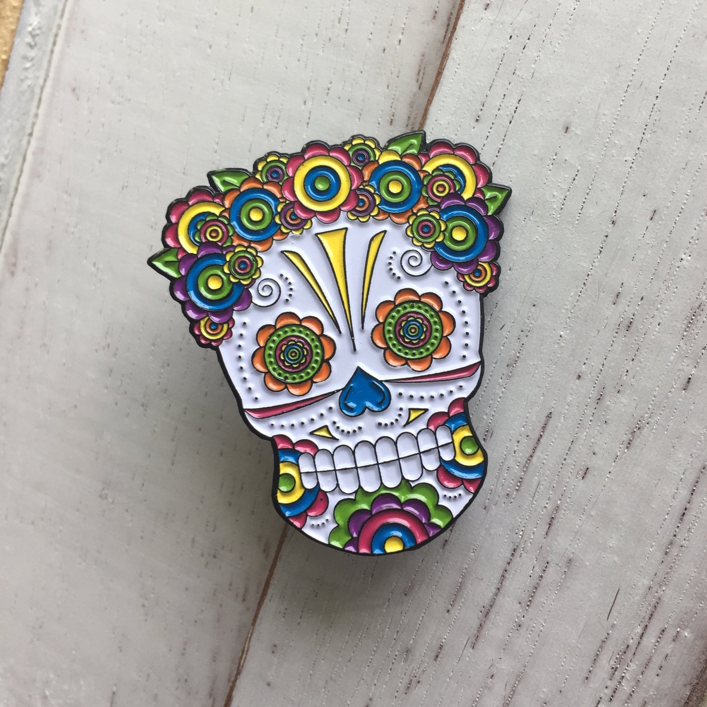 Lady Sugar Skull Soft Enamel Pin 1.50"