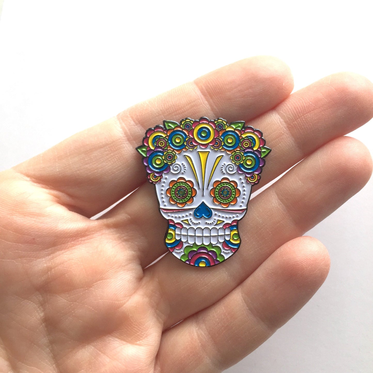 Lady Sugar Skull Soft Enamel Pin 1.50"