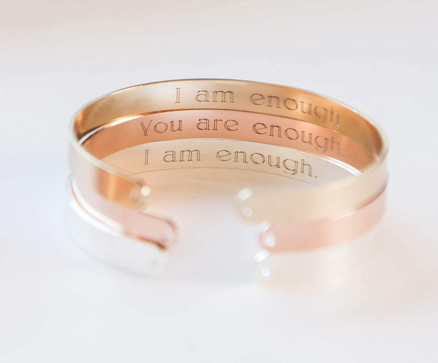 I Am Enough Engraved Secret Message Bracelet