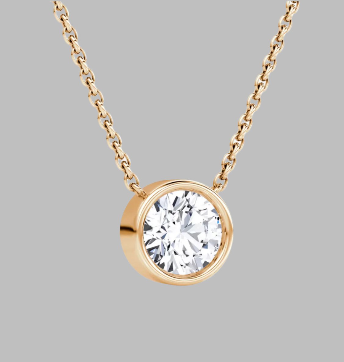 AGI Certified 1.00 Ctw Bezel Set Round Lab Grown Diamond Pendant -