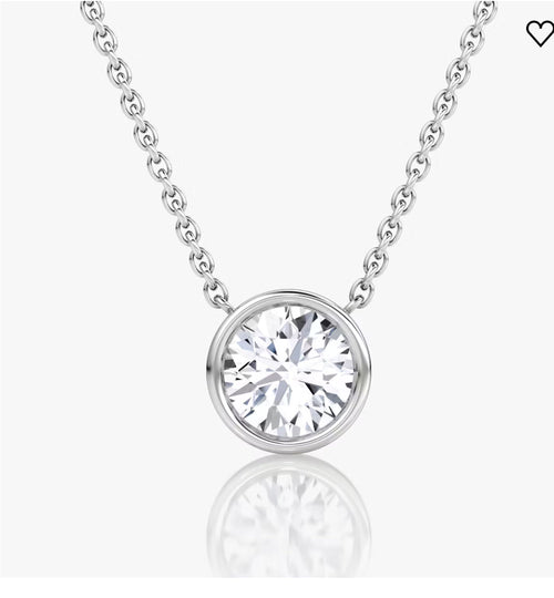 AGI Certified 1.00 Ctw Bezel Set Round Lab Grown Diamond Pendant -