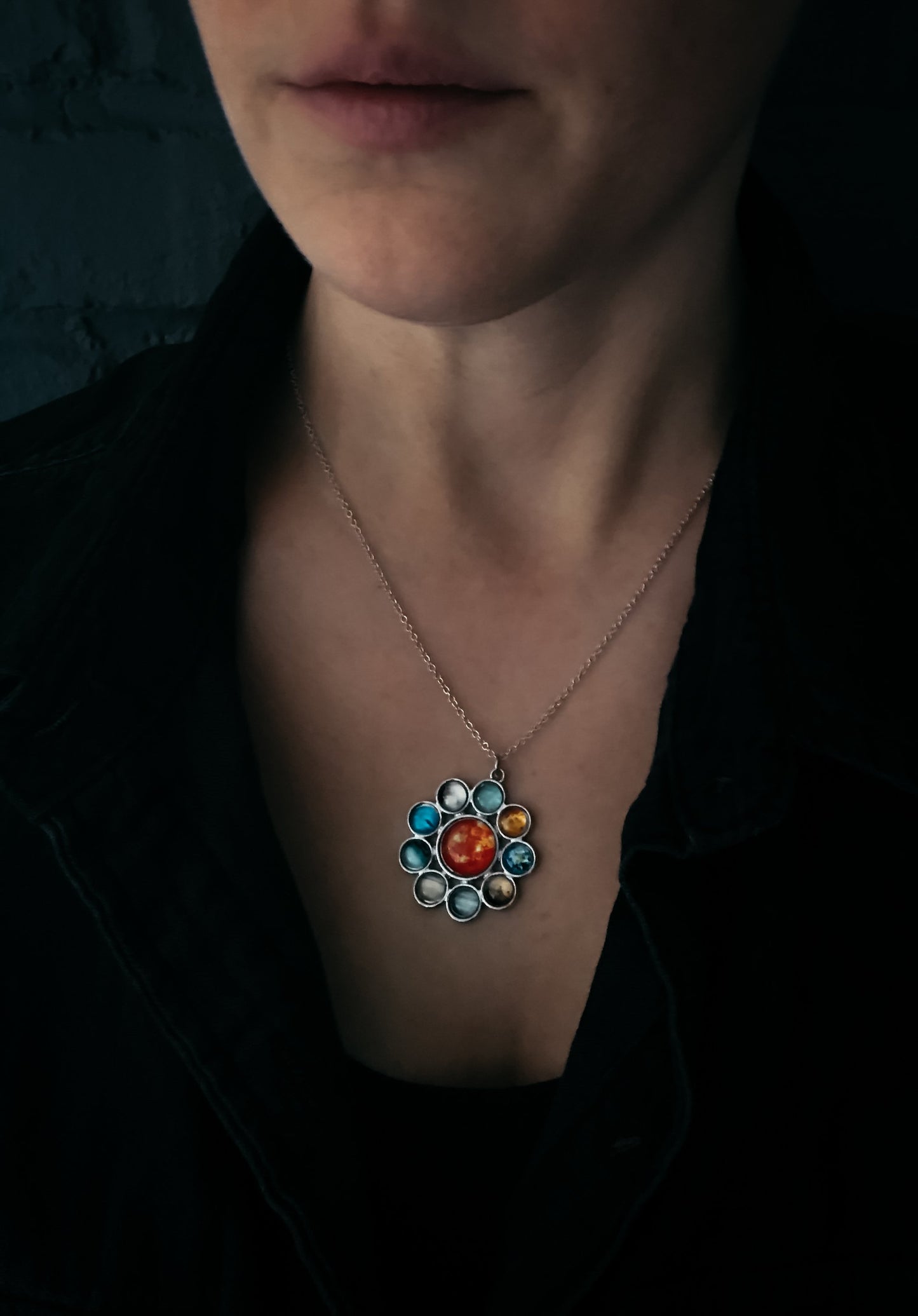 Solar System Halo Pendant Necklace