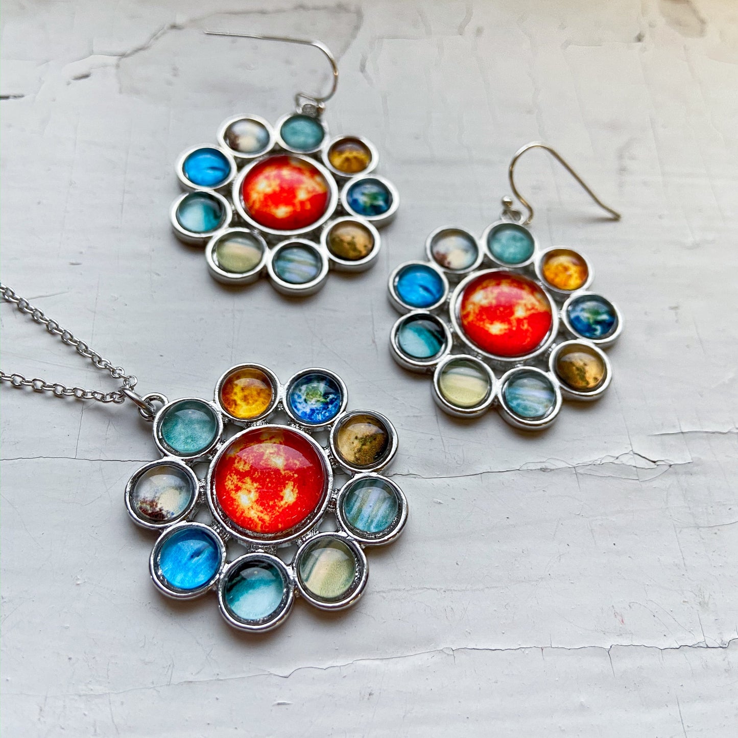 Solar System Halo Pendant Necklace