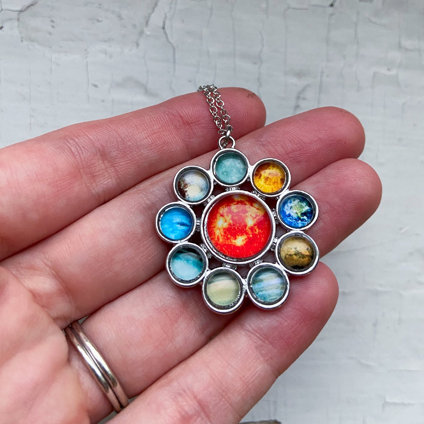 Solar System Halo Pendant Necklace