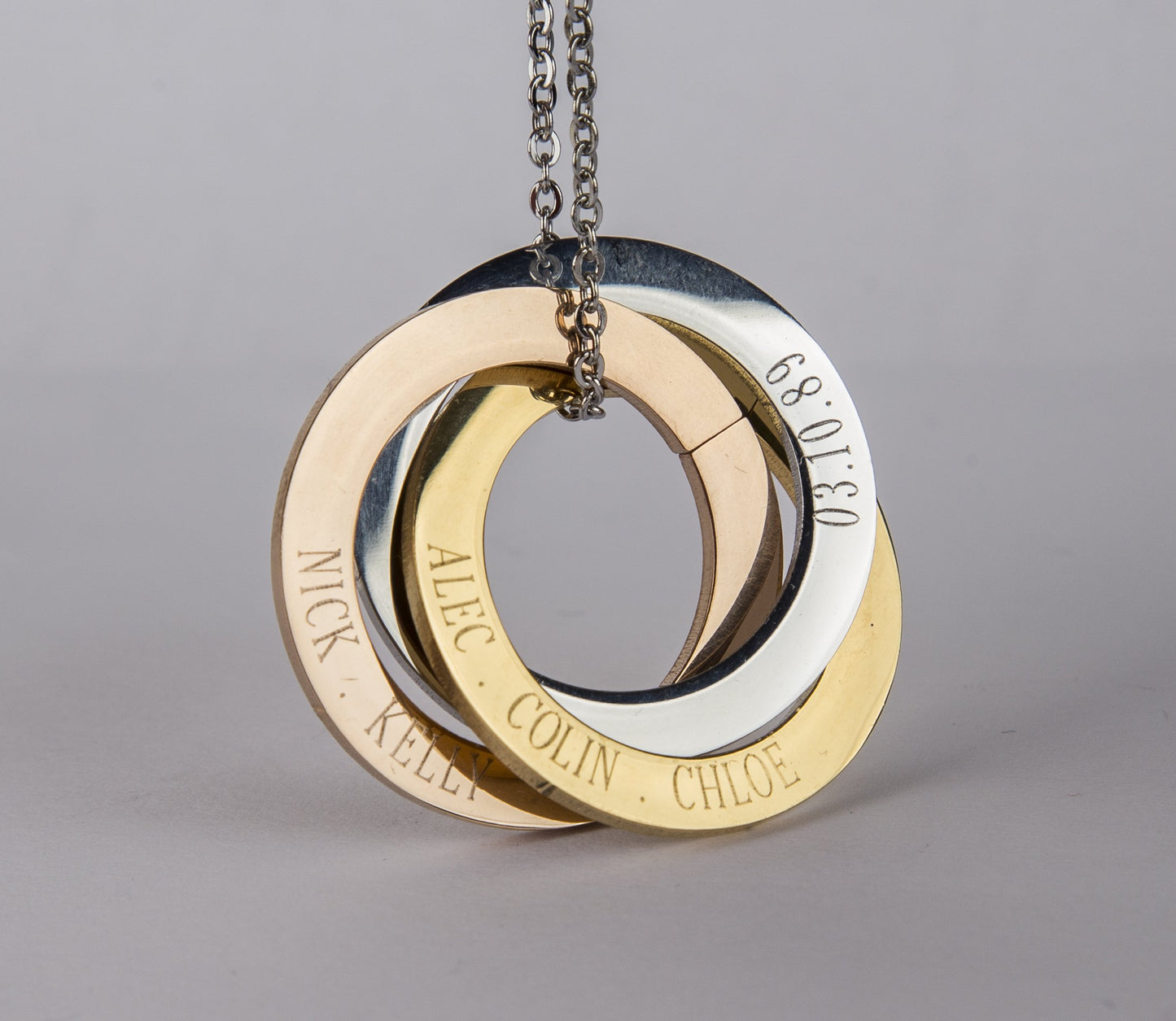 Personalized Russian Rings Eternity Necklace