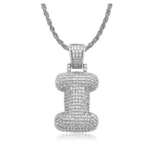 PIPE Rhodium Bubble Letter Necklace