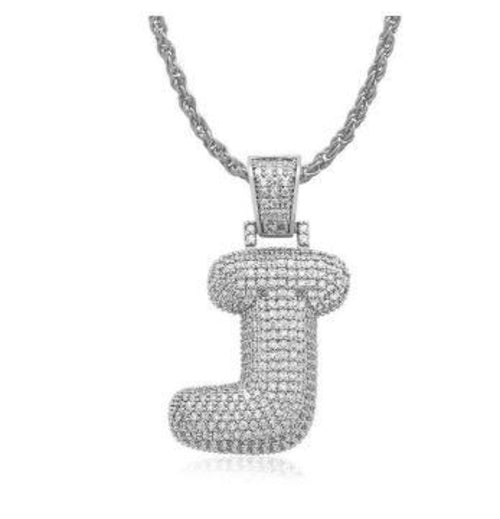 PIPE Rhodium Bubble Letter Necklace