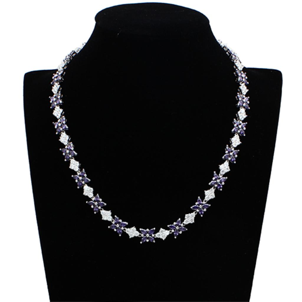 LO2324 - Rhodium Brass Amethyst Jewelry Sets