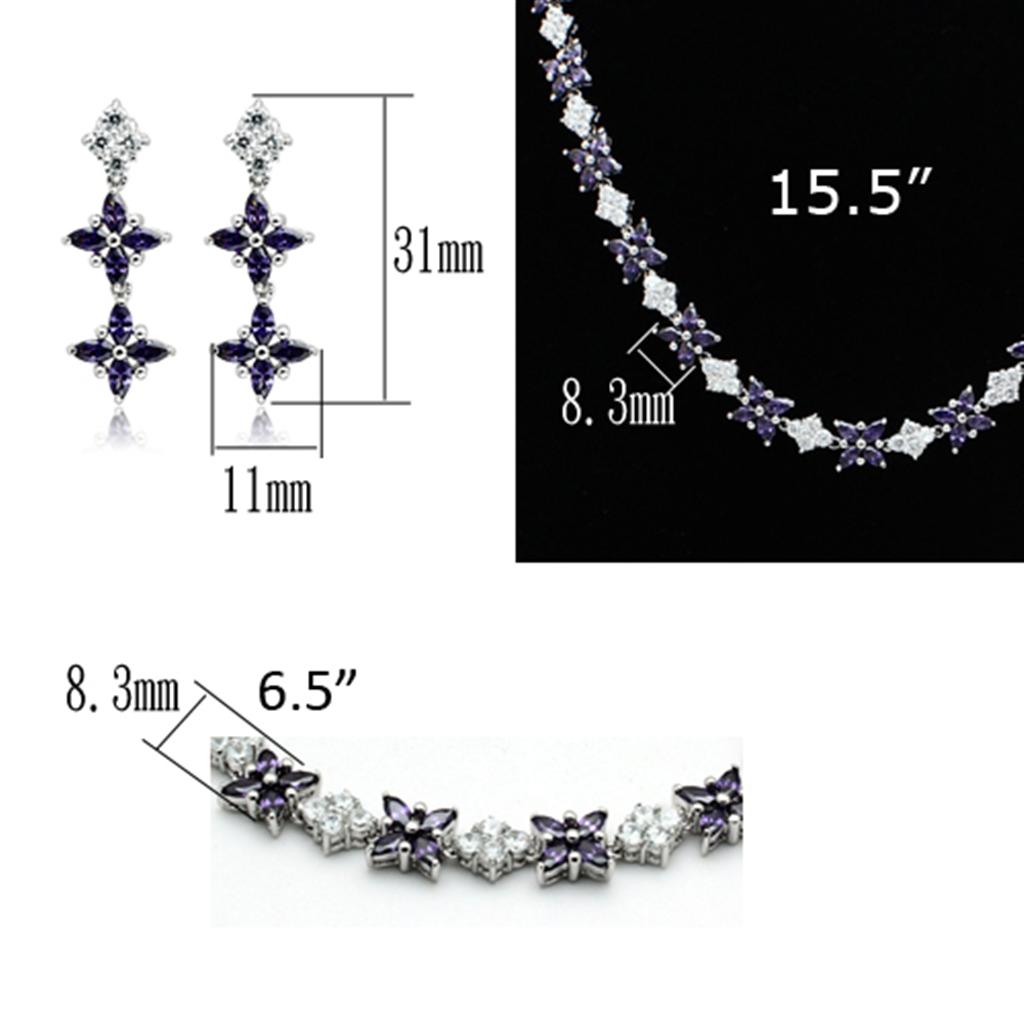 LO2324 - Rhodium Brass Amethyst Jewelry Sets