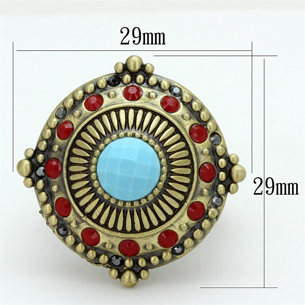 LO3890 - Antique Copper Turquoise Brass Ring