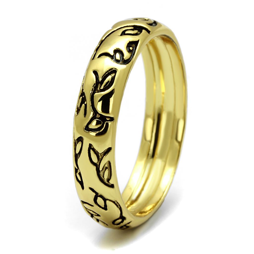 LO4106 - Gold Brass Ring with Epoxy in Jet