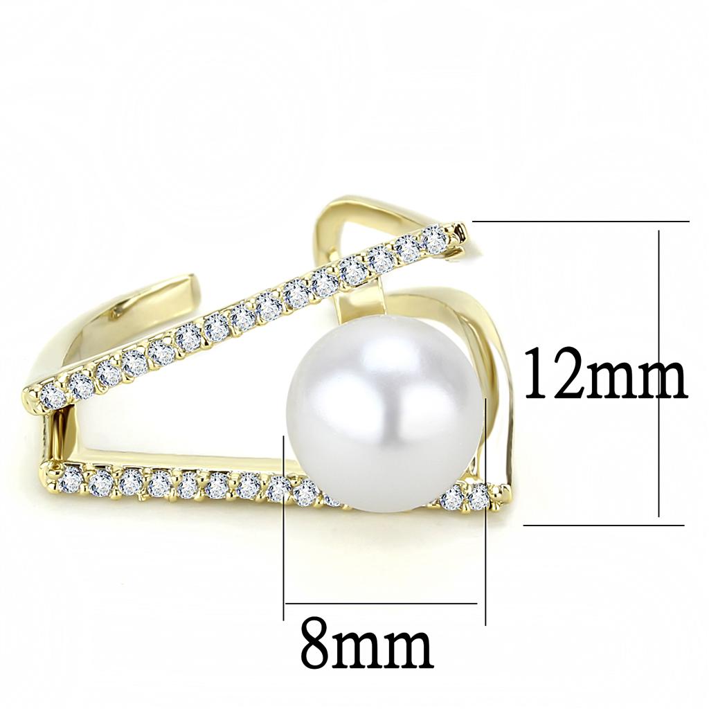 LO4246 - Flash Gold Brass Pearl Ring