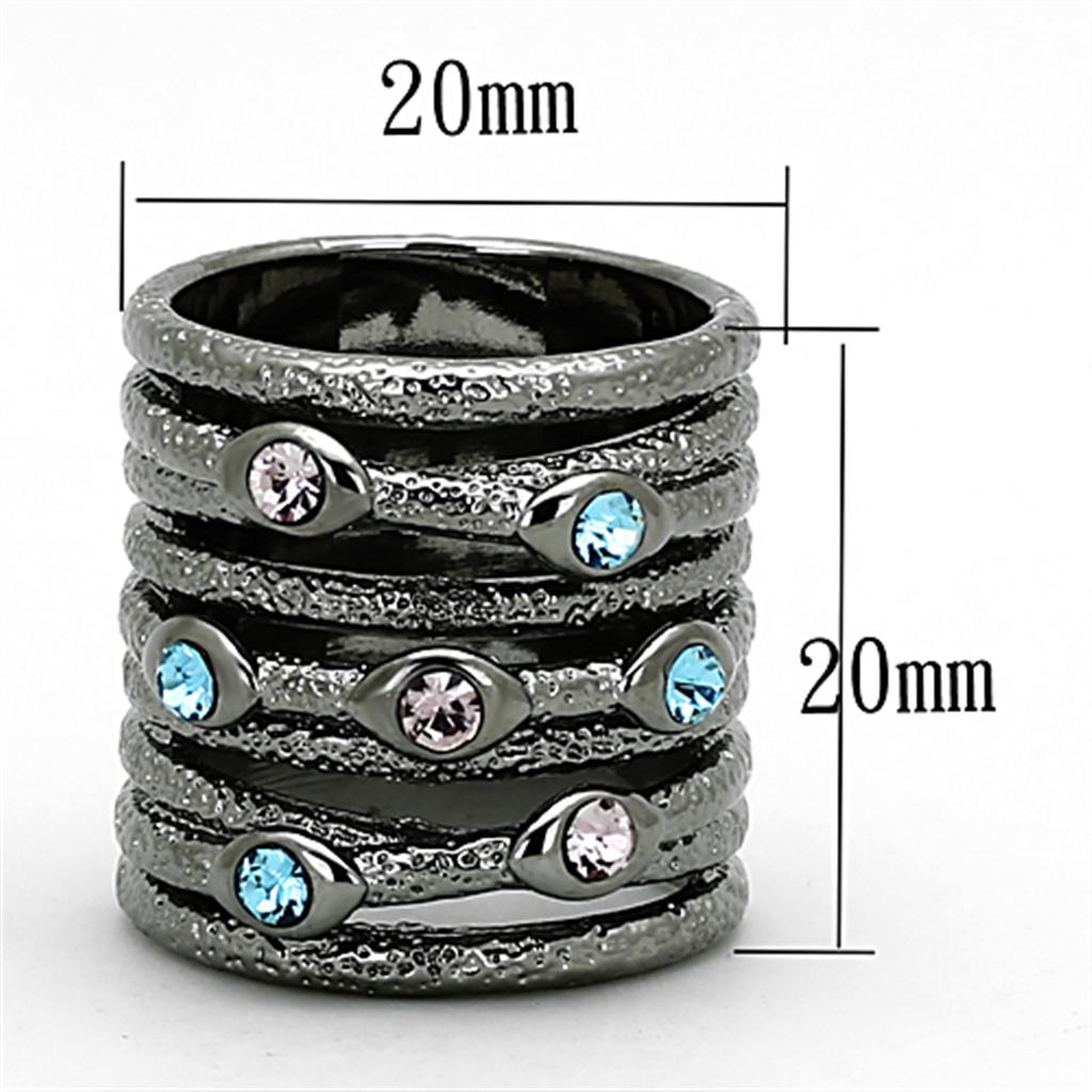 LOA883 - Ruthenium Brass Ring with Top Grade Crystal