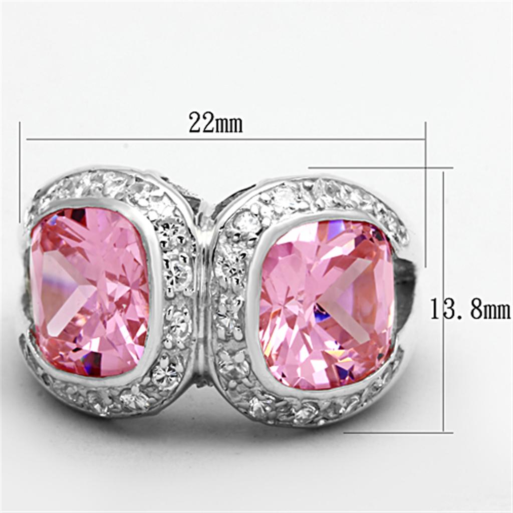 LOS697 - Grade CZ in Rose Silver Ring