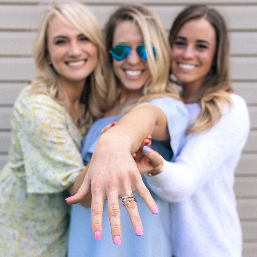 Rose Gold Wide Band Cocktail Ring with CZ