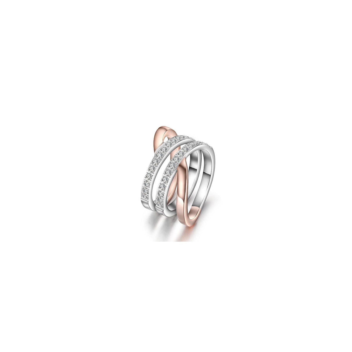 Rose Gold Wide Band Cocktail Ring with CZ