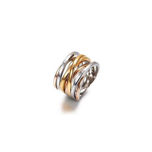 Tricolor Intertwined Statement Ring