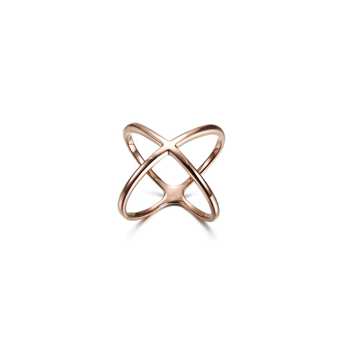 Rose Gold Skinny Crisscross Band Ring