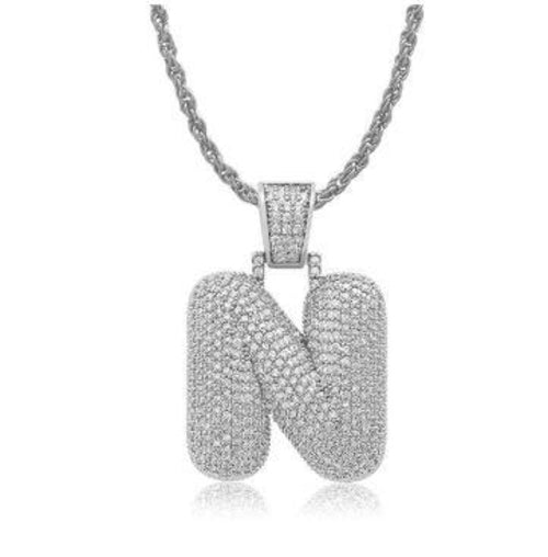 PIPE Rhodium Bubble Letter Necklace