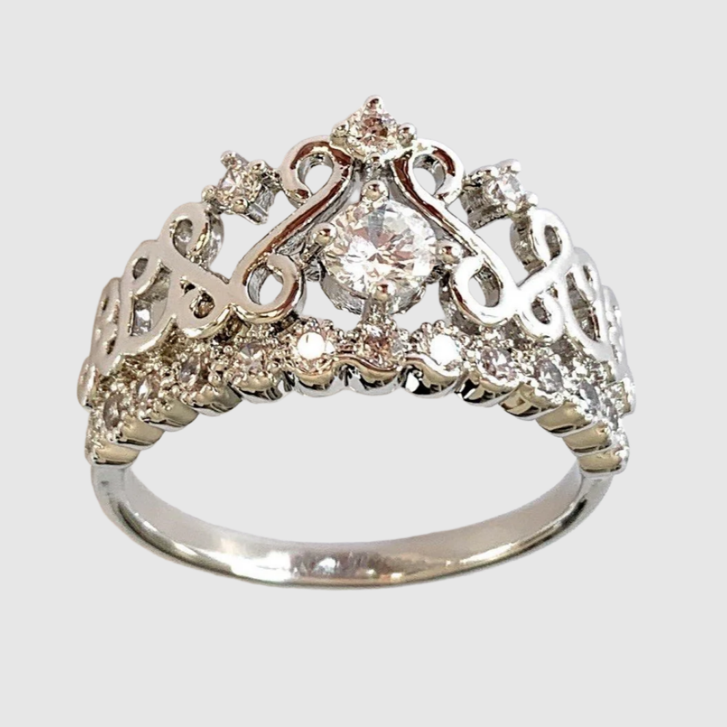 Princess Crown Ring with Cubic Zirconia Stones