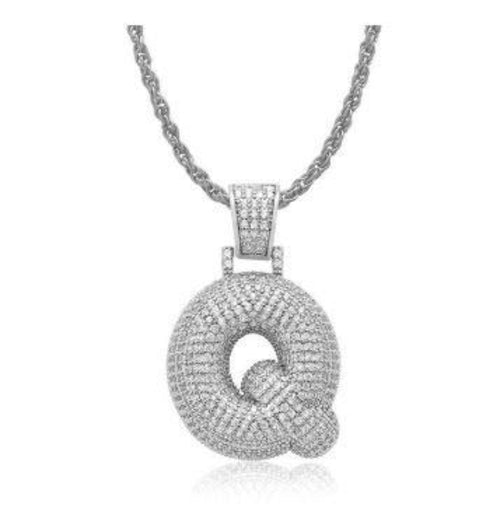 PIPE Rhodium Bubble Letter Necklace