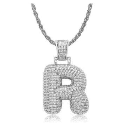 PIPE Rhodium Bubble Letter Necklace