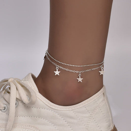 Boho Star Charm Anklet For Women Silver/Gold