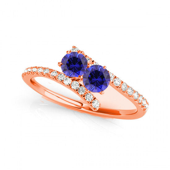 Rose Gold Sapphire Two Stone Rings