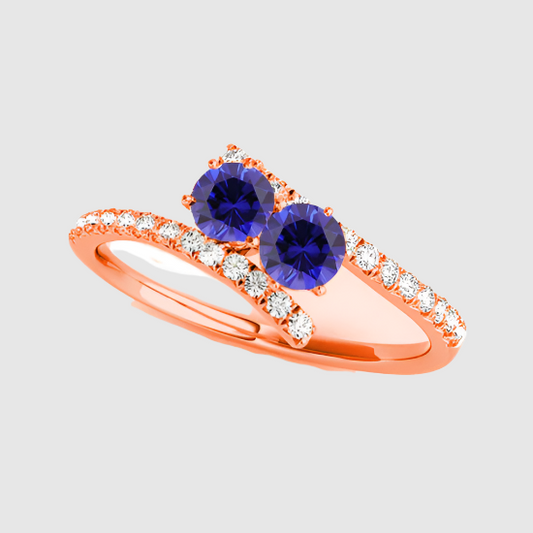 Rose Gold Sapphire Two Stone Rings