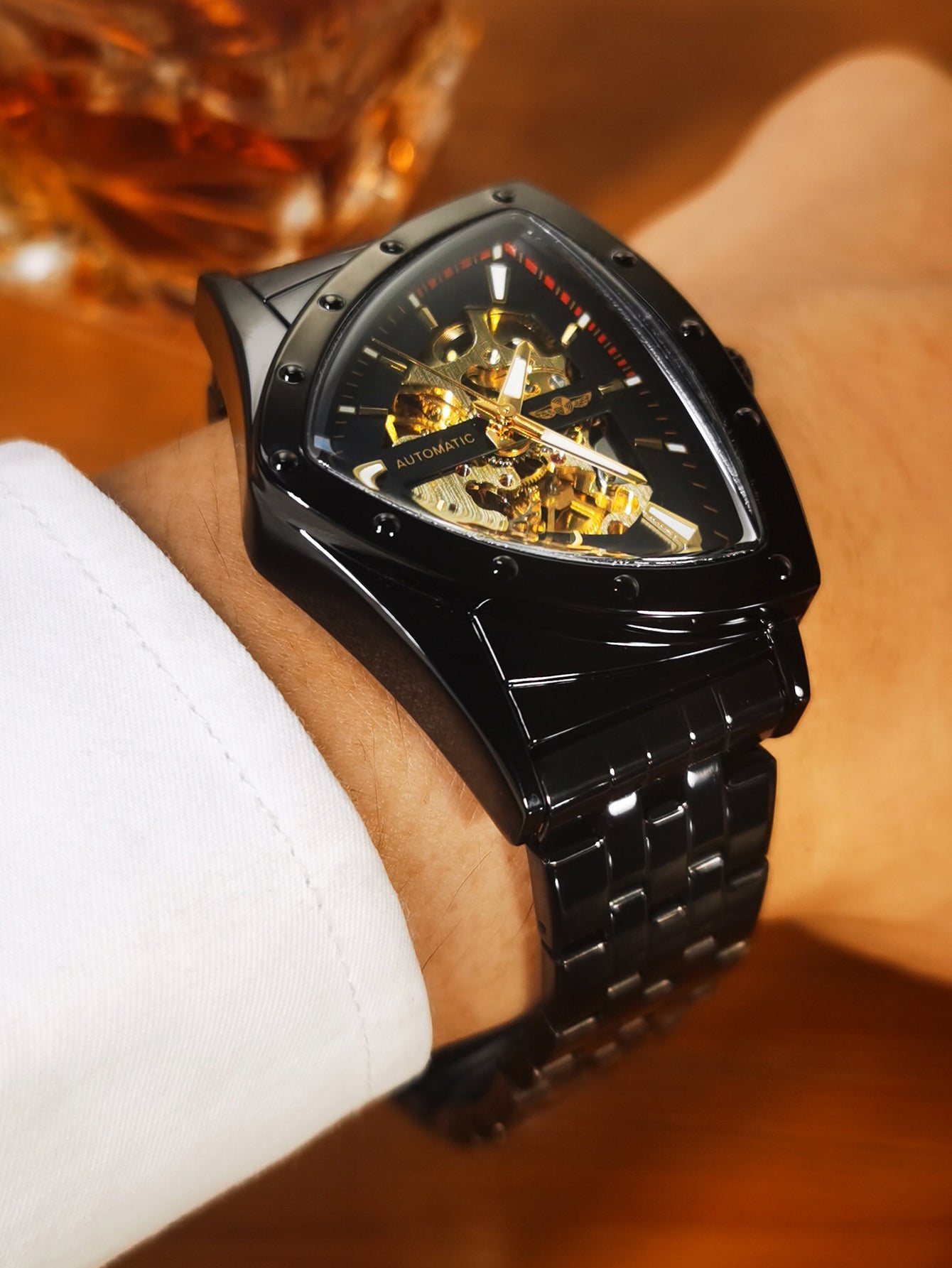 WINNER Military Triangle Skeleton Automatic Watch