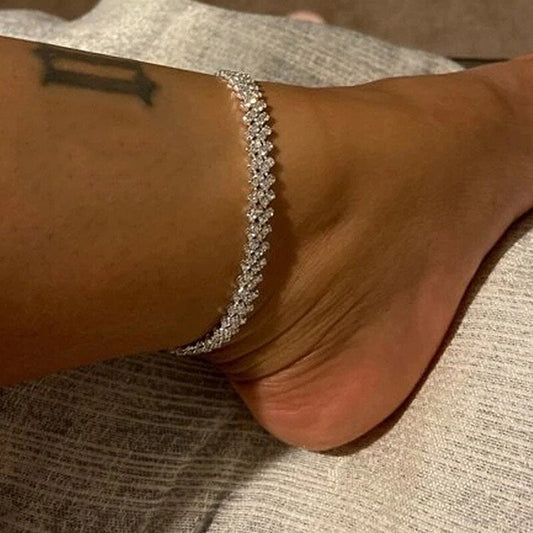 Beach Accessories Crystal Anklet for Women Gold/Silver