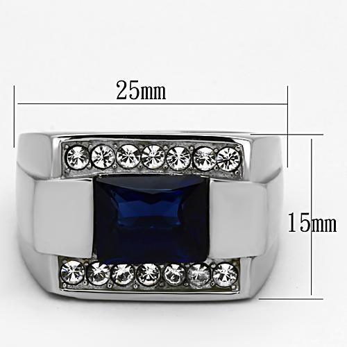 Men Stainless Steel Synthetic Glass Rings 1058