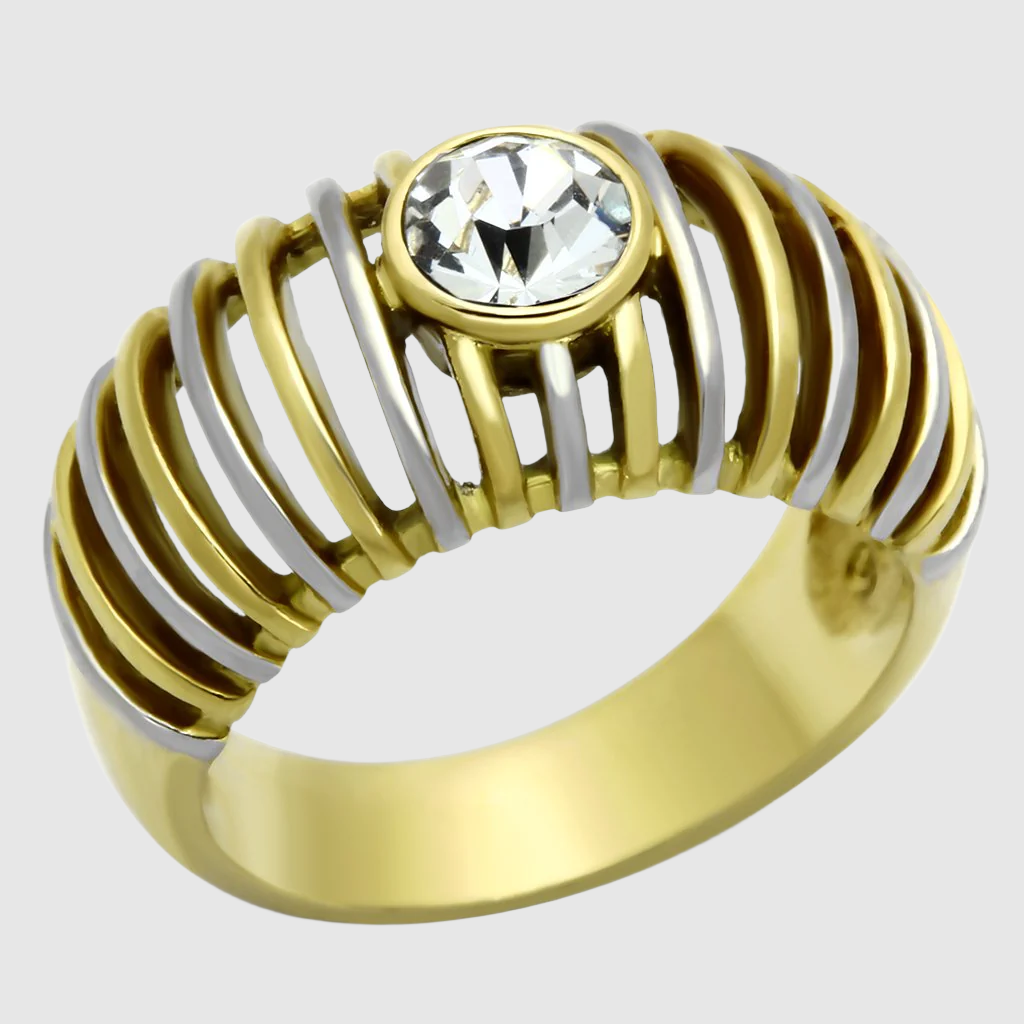 Women Stainless Steel Synthetic Crystal Rings