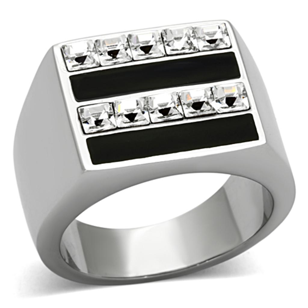 Men Stainless Steel Synthetic Crystal Rings 1177