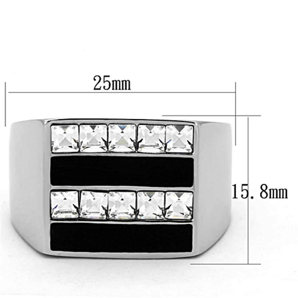 Men Stainless Steel Synthetic Crystal Rings 1177