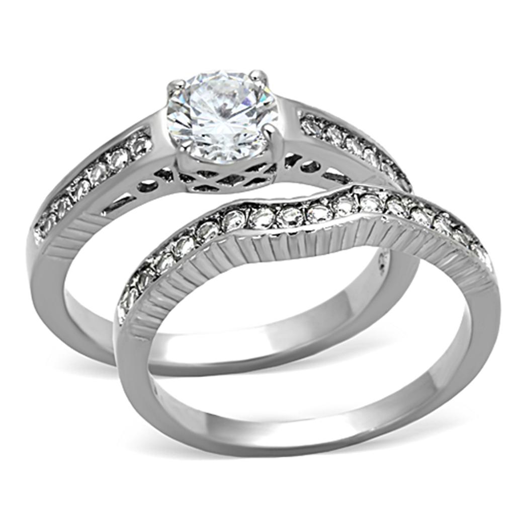 Women Stainless Steel Cubic Zirconia Rings TK1231