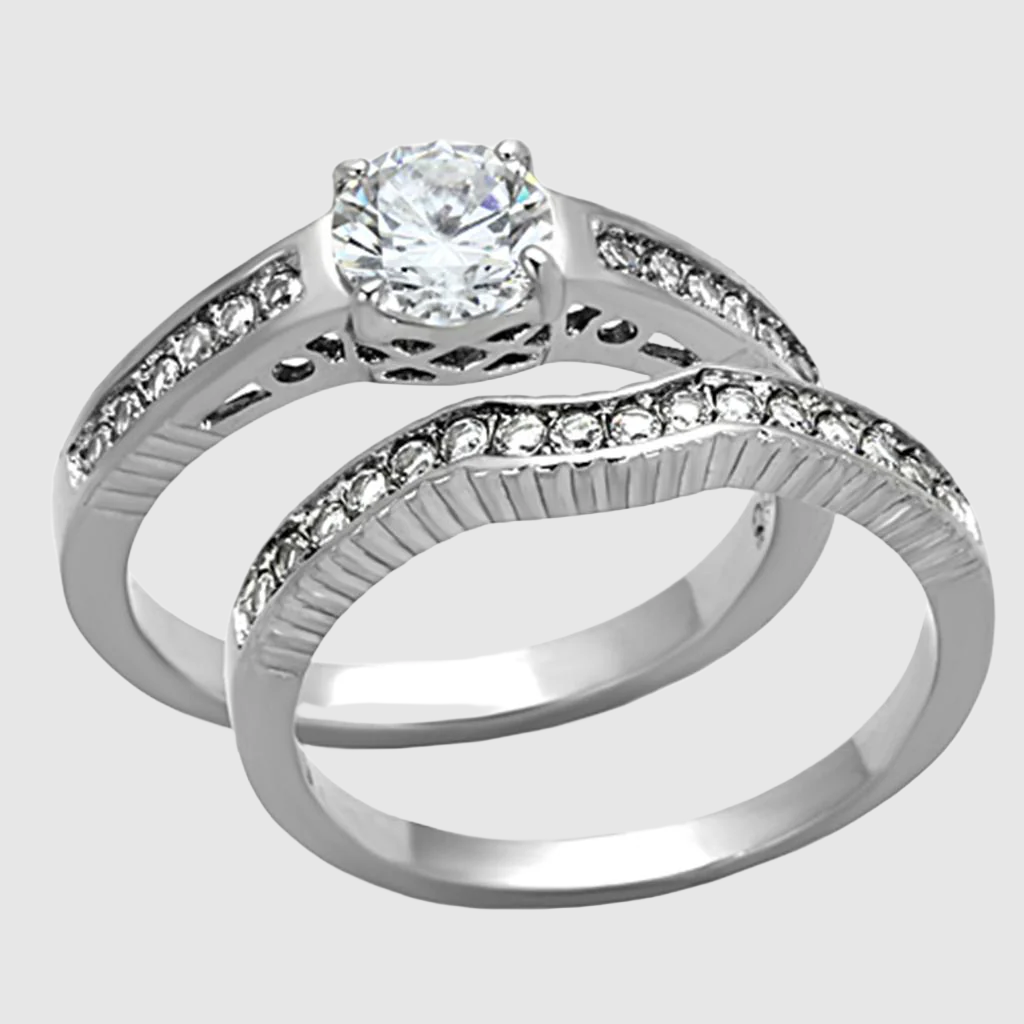 Women Stainless Steel Cubic Zirconia Rings TK1231