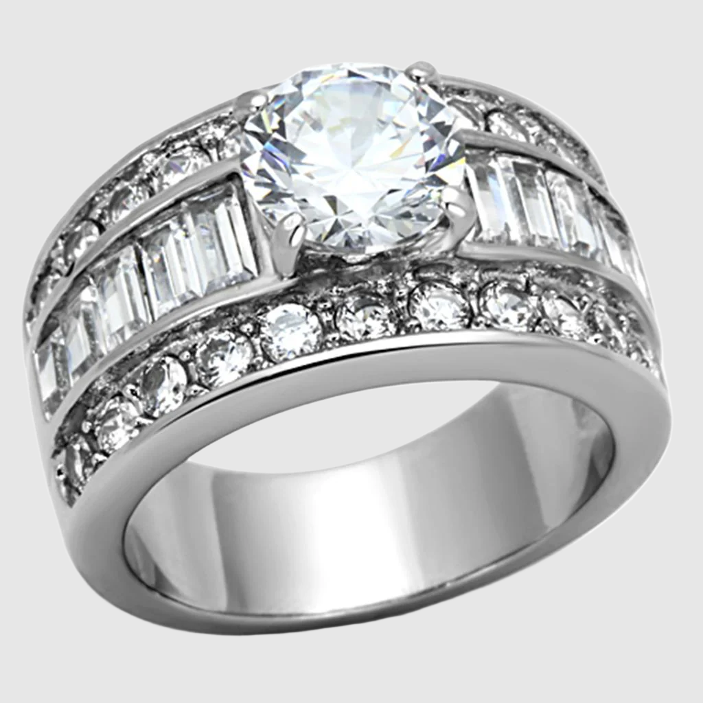 Women Stainless Steel Cubic Zirconia Rings TK1232