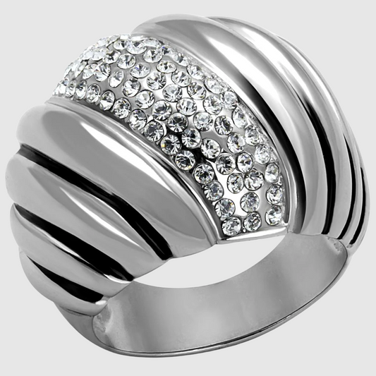 Women Stainless Steel Synthetic Crystal Rings