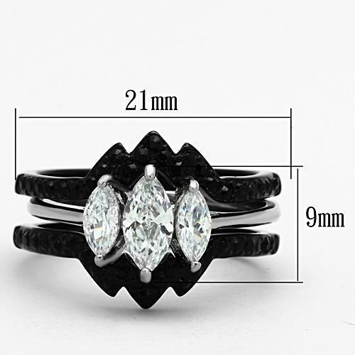 TK1347 - Two-Tone IP Black Ring with AAA Grade CZ in