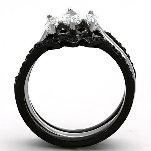 TK1347 - Two-Tone IP Black Ring with AAA Grade CZ in