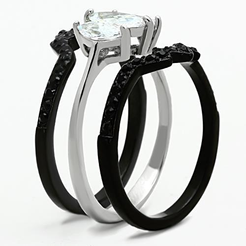 TK1347 - Two-Tone IP Black Ring with AAA Grade CZ in