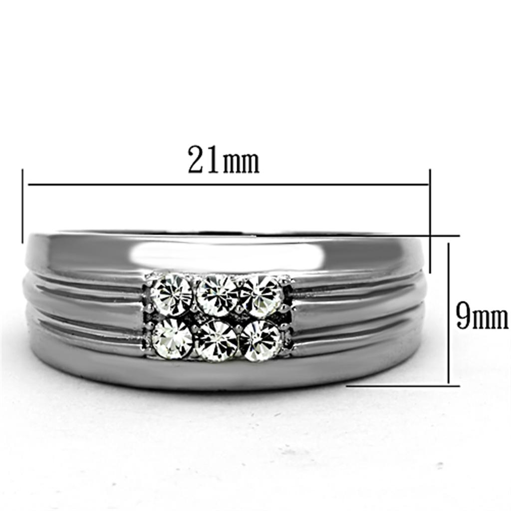 Men Stainless Steel Synthetic Crystal Rings 1357