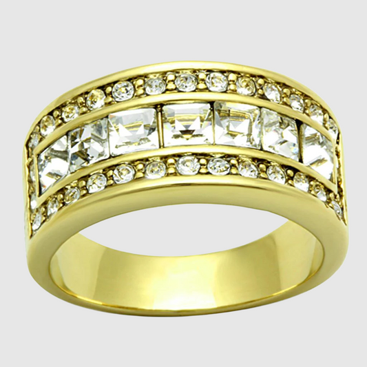 Women Stainless Steel Synthetic Crystal Rings