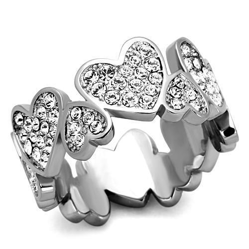 Women Stainless Steel Synthetic Crystal Rings