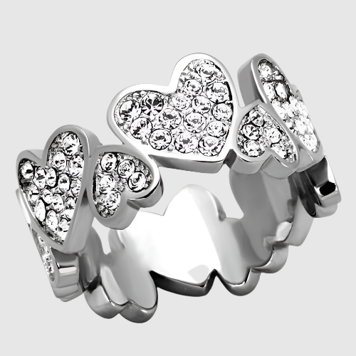 Women Stainless Steel Synthetic Crystal Rings