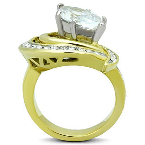 TK1546 - Two-Tone IP Gold (Ion Plating) Ring with AAA