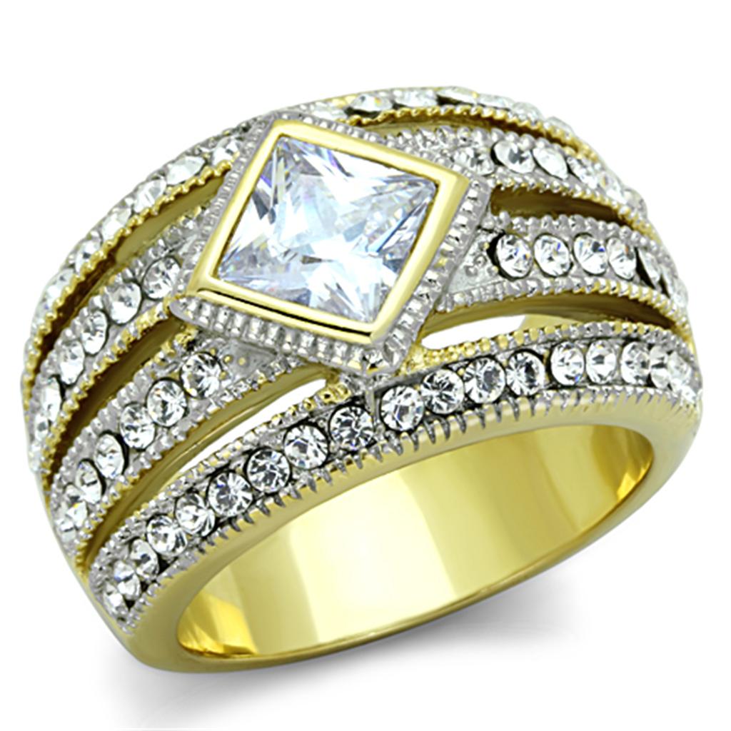 Women Stainless Steel Cubic Zirconia Rings TK1551